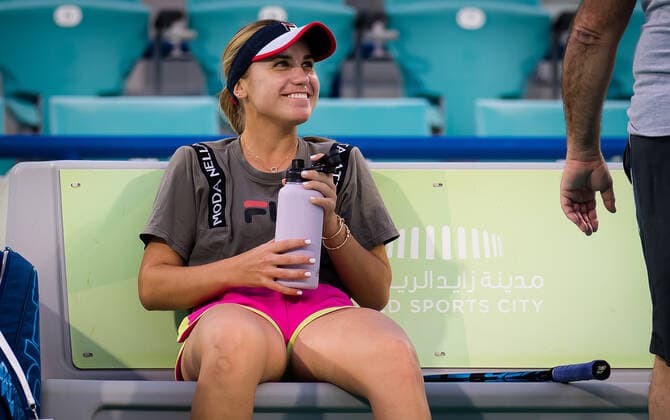 January 5, 2021, Abu Dhabi, UNITED ARAB EMIRATES: Sofia Kenin of the United States during practice ahead of the 2021 Abu Dhabi WTA, Tennis Damen Womens Tennis Open WTA 500 tournament. Abu Dhabi UNITED ARAB EMIRATES - ZUMAa181 20210105_zaa_a181_130 Copyright: xRobxPrangex