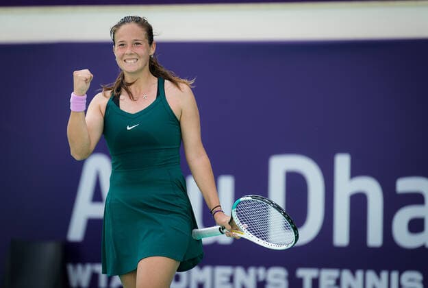 January 6, 2021, Abu Dhabi, UNITED ARAB EMIRATES: Daria Kasatkina of Russia in action during the first round of the 2021 Abu Dhabi WTA, Tennis Damen Womens Tennis Open WTA 500 tournament against Qiang Wang of China Abu Dhabi UNITED ARAB EMIRATES - ZUMAa181 20210106_zaa_a181_024 Copyright: xRobxPrangex