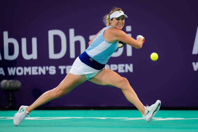 January 6, 2021, Abu Dhabi, UNITED ARAB EMIRATES: Anastasia Pavlyuchenkova of Russia in action during the first round of the 2021 Abu Dhabi WTA, Tennis Damen Womens Tennis Open WTA 500 tournament against Ons Jabeur of Tunisia Abu Dhabi UNITED ARAB EMIRATES - ZUMAa181 20210106_zaa_a181_138 Copyright: xRobxPrangex