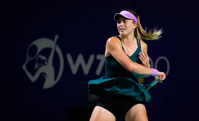 January 6, 2021, Abu Dhabi, UNITED ARAB EMIRATES: Paula Bardosa of Spain in action during the first round of the 2021 Abu Dhabi WTA, Tennis Damen Womens Tennis Open WTA 500 tournament against Anastasija Sevastova of Latvia Abu Dhabi UNITED ARAB EMIRATES - ZUMAa181 20210106_zaa_a181_142 Copyright: xRobxPrangex