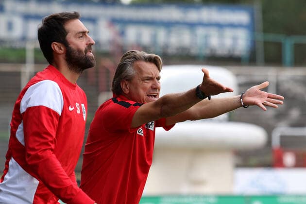 Muenster, Germany 24 September 2016 3 Liga 16 17 SC Preussen Muenster vs SV Werder Bremen II v li Co coach Sreto Ristic Muenster and coach Horst Steffen Muenster , gesture gestures Preussen stadium North Rhine Westphalia. Copyright: xFotostandx xWundrigx