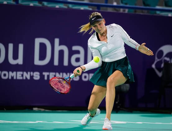 January 6, 2021, Abu Dhabi, UNITED ARAB EMIRATES: Donna Vekic of Croatia in action during the first round of the 2021 Abu Dhabi WTA, Tennis Damen Womens Tennis Open WTA 500 tournament against Bernarda Pera of the United States Abu Dhabi UNITED ARAB EMIRATES - ZUMAa181 20210106_zaa_a181_188 Copyright: xRobxPrangex