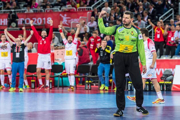 Zagreb, Croatia 26 January 2018 EHF European Championship 2018 Semi-Final France vs Spain Goalkeeper Arpad Sterbik Spain Cheers Joy Emotion Arena Zagreb Copyright: xFotostandx xWolfx