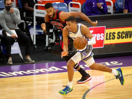 January 6, 2021, Sacramento, CA, USA: Sacramento Kings guard Tyrese Haliburton (0) drives down the court trailed by Chicago Bulls guard Garrett Temple (17) during a game at the Golden 1 Center on Wednesday, Jan 6, 2021 in Sacramento. Sacramento USA - ZUMAj89_ 0109543924st Copyright: xPaulxKitagakixJr.x