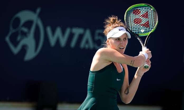 January 7, 2021, Abu Dhabi, UNITED ARAB EMIRATES: Marketa Vondrousova of the Czech Republic in action during the first round at the 2021 Abu Dhabi WTA, Tennis Damen Womens Tennis Open WTA 500 tournament against Su-Wei Hsieh of Chinese Taipeh Abu Dhabi UNITED ARAB EMIRATES - ZUMAa181 20210107_zaa_a181_065 Copyright: xRobxPrangex