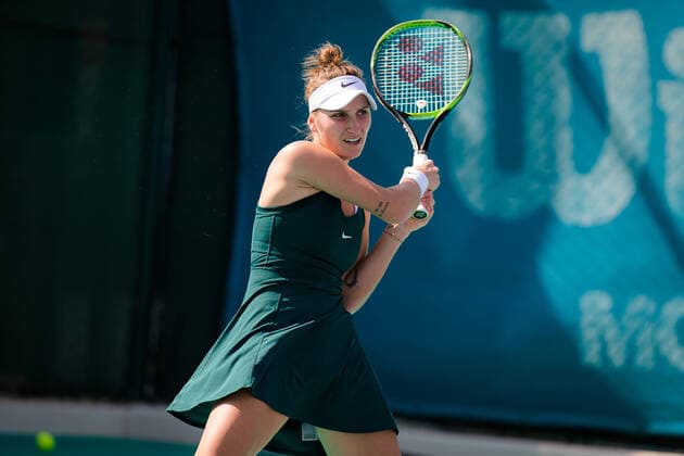 January 7, 2021, Abu Dhabi, UNITED ARAB EMIRATES: Marketa Vondrousova of the Czech Republic in action during the first round at the 2021 Abu Dhabi WTA, Tennis Damen Womens Tennis Open WTA 500 tournament against Su-Wei Hsieh of Chinese Taipeh Abu Dhabi UNITED ARAB EMIRATES - ZUMAa181 20210107_zaa_a181_068 Copyright: xRobxPrangex