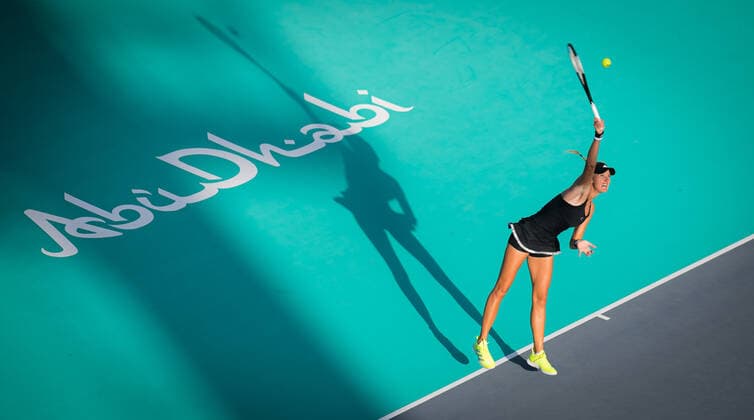January 7, 2021, Abu Dhabi, UNITED ARAB EMIRATES: Kristina Mladenovic of France in action during the first round at the 2021 Abu Dhabi WTA, Tennis Damen Womens Tennis Open WTA 500 tournament against Garbine Muguruza of Spain Abu Dhabi UNITED ARAB EMIRATES - ZUMAa181 20210107_zaa_a181_139 Copyright: xRobxPrangex