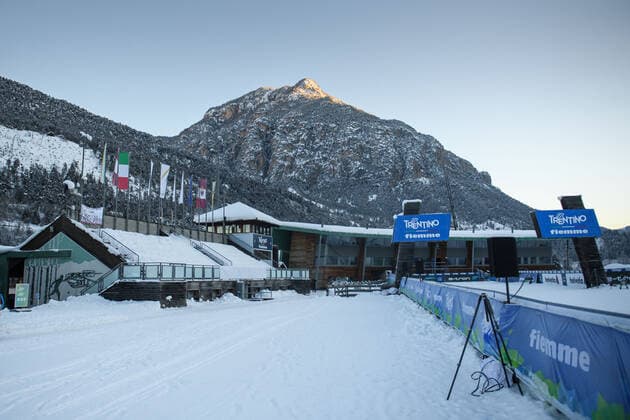 210107 General view over Lago di Tesero Cross Country Stadium ahead of a training session on day 7 of Tour de Ski on January 7, 2021 in Val di Fiemme. Photo: Maxim ThorÃ BILDBYRAN kod MT MT0106 skidor cross-country skiing tour de ski day 7 training session bbeng träning *** 210107 General view over Lago di Tesero Cross Country Stadium ahead of a training session on day 7 of Tour de Ski on January 7, 2021 in Val di Fiemme Photo Maxim ThorÃ BILDBYRAN kod MT MT0106 skidor cross country skiing tour de ski day 7 training session bbeng exercise,  Copyright: MAXIMxTHORE BB210107BB436