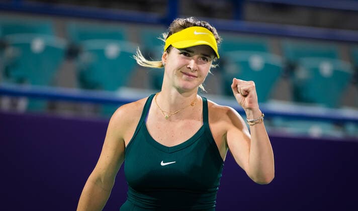 January 7, 2021, Abu Dhabi, UNITED ARAB EMIRATES: Elina Svitolina of the Ukraine in action during her first-round match at the 2021 Abu Dhabi WTA, Tennis Damen Womens Tennis Open WTA 500 tournament against Jessica Pegula of the United States Abu Dhabi UNITED ARAB EMIRATES - ZUMAa181 20210107_zaa_a181_242 Copyright: xRobxPrangex