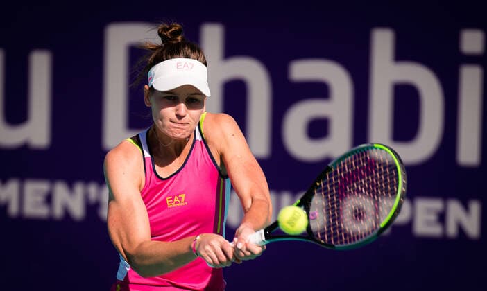 January 8, 2021, Abu Dhabi, UNITED ARAB EMIRATES: Veronika Kudermetova of Russia in action during her second-round match at the 2021 Abu Dhabi WTA, Tennis Damen Womens Tennis Open WTA 500 tournament against Bianca Turati of Italy Abu Dhabi UNITED ARAB EMIRATES - ZUMAa181 20210108_zaa_a181_024 Copyright: xRobxPrangex