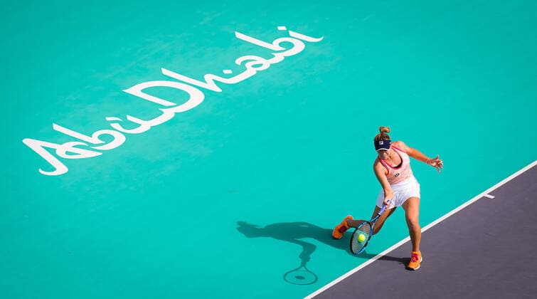 January 8, 2021, Abu Dhabi, UNITED ARAB EMIRATES: Sofia Kenin of the United States in action during the second round at the 2021 Abu Dhabi WTA, Tennis Damen Womens Tennis Open WTA 500 tournament against Kirsten Flipkens of Belgium Abu Dhabi UNITED ARAB EMIRATES - ZUMAa181 20210108_zaa_a181_067 Copyright: xRobxPrangex