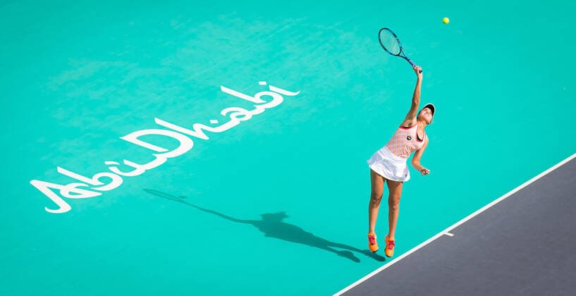 January 8, 2021, Abu Dhabi, UNITED ARAB EMIRATES: SOFIA KENIN of the United States in action during the second round at the 2021 Abu Dhabi WTA, Tennis Damen Womens Tennis Open WTA 500 tournament against K. Flipkens of Belgium. Flipkens retired in the second set. Abu Dhabi UNITED ARAB EMIRATES - ZUMAa181 20210108_zaa_a181_065 Copyright: xRobxPrangex