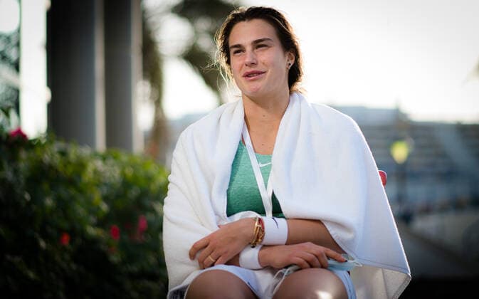 January 8, 2021, Abu Dhabi, UNITED ARAB EMIRATES: Aryna Sabalenka of Belarus talks to the media after her second round match at the 2021 Abu Dhabi WTA, Tennis Damen Womens Tennis Open WTA 500 tournament. Abu Dhabi UNITED ARAB EMIRATES - ZUMAa181 20210108_zaa_a181_137 Copyright: xRobxPrangex