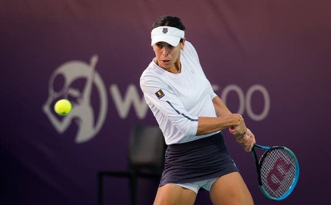 January 8, 2021, Abu Dhabi, UNITED ARAB EMIRATES: Ajla Tomljanovic of Australia playing doubles at the 2021 Abu Dhabi WTA, Tennis Damen Womens Tennis Open WTA 500 tournament. Abu Dhabi UNITED ARAB EMIRATES - ZUMAa181 20210108_zaa_a181_164 Copyright: xRobxPrangex