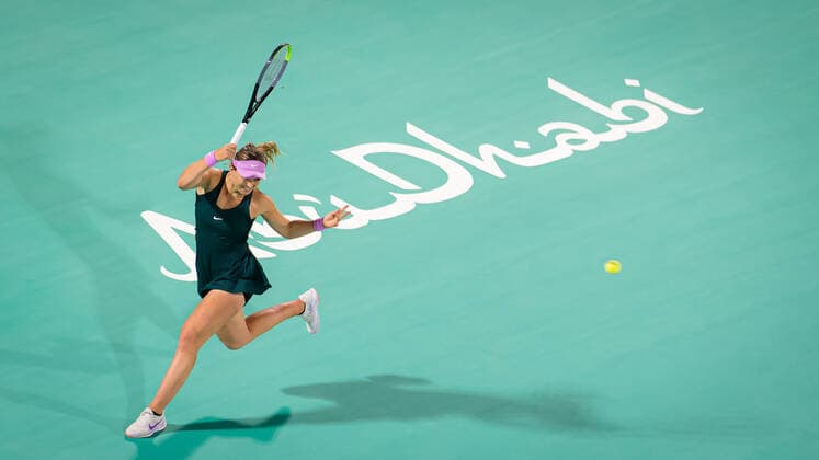 January 8, 2021, Abu Dhabi, UNITED ARAB EMIRATES: Paula Badosa of Spain in action during her second round match at the 2021 Abu Dhabi WTA, Tennis Damen Womens Tennis Open WTA 500 tournament Alize Cornet of France Abu Dhabi UNITED ARAB EMIRATES - ZUMAa181 20210108_zaa_a181_190 Copyright: xRobxPrangex