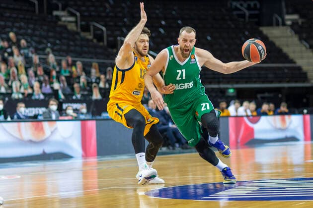 2021-01-08 Kaunas Lithuania. Basketball team Zalgiris Kaunas plays vs Khimki Moscow region Euroleague game at Zalgiris arena in Kaunas on Friday 8 of January 2021. ARTURAS MILAKNIS, 18 EVGENY VORONOV. Kaunas Lithuania  Copyright: xKarolisxKavolelisx Euroleague basketball