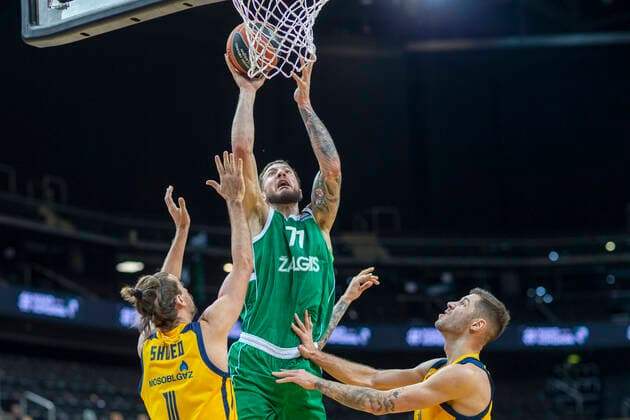 2021-01-08 Kaunas Lithuania. Basketball team Zalgiris Kaunas plays vs Khimki Moscow region Euroleague game at Zalgiris arena in Kaunas on Friday 8 of January 2021. JOFFREY LAUVERGNE, ALEXEY SHVED. Kaunas Lithuania  Copyright: xKarolisxKavolelisx Euroleague basketball