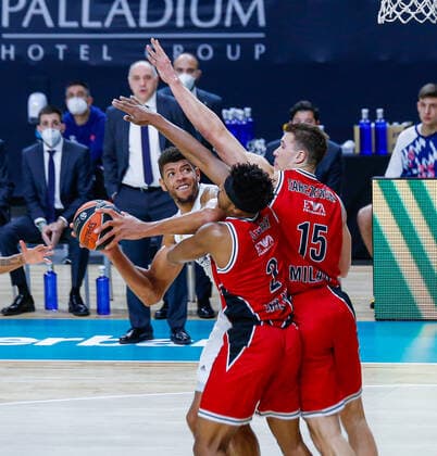 MATCH Day 18 Mens Euroleague Madrid Real Madrid vs Olimpia Milano Edy Tavares Zach Leday Kaleb Tarczewski Madrid Madrid Spain Basketball  Copyright: xAlbaxPachecox