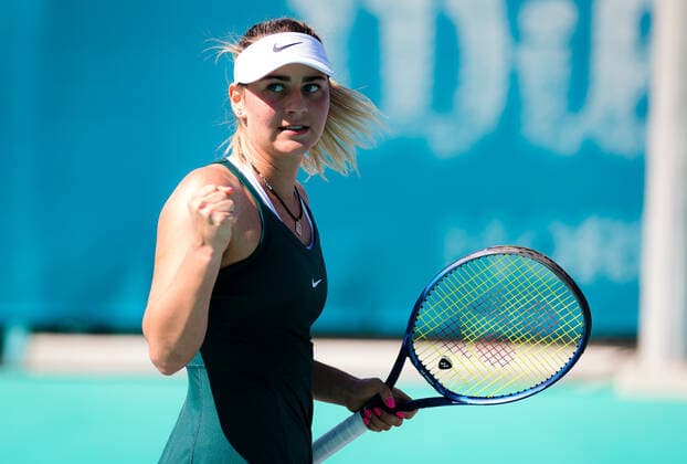 January 9, 2021, Abu Dhabi, UNITED ARAB EMIRATES: Marta Kostyuk the Ukraine in action during her second round match at the 2021 Abu Dhabi WTA, Tennis Damen Womens Tennis Open WTA 500 tournament against against Su-Wei Hsieh of Chenese Taipei Abu Dhabi UNITED ARAB EMIRATES - ZUMAa181 20210109_zaa_a181_234 Copyright: xRobxPrangex