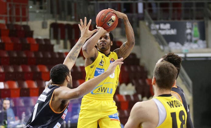 Ludwigsburg , Basketball easyCredit BBL Bundesliga , MHP RIESEN Ludwigsburg vs ratiopharm Ulm , Barry Brown Riesen