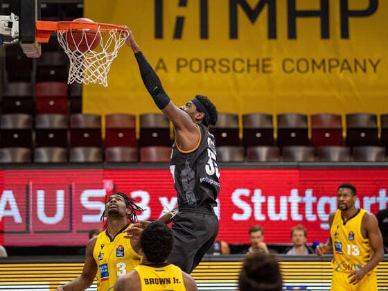 Aric Holman Ratiopharm Ulm 35 , MHP Riesen Ludwigsburg vs Ratiopharm Ulm, Basketball, Bundesliga, 12 Spieltag, Spielzeit 20 21, 09 01 2021, MHP Riesen Ludwigsburg vs Ratiopharm Ulm, Basketball, Bundesliga, 12 Spieltag, Spielzeit 20 21, 09 01 2021 Ludwigsburg Copyright: xEibner-Pressefoto SaschaxWaltherx EP_swa