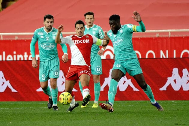 Wissam Ben Yedder (AS Monaco) - Ismael Traore (SCO Angers) FOOTBALL : AS Monaco vs Angers - Monaco - 09 01 2021 NorbertScanella PanoramiC 