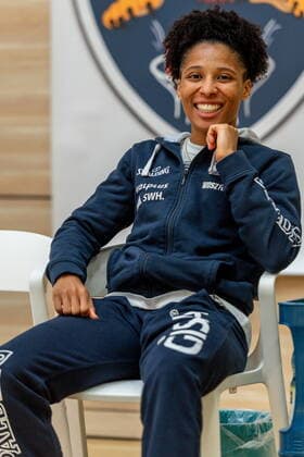 Newcomer Deeshyra Thomas 03, GISA Lions SV Halle from the USA GISA Lions SV Halle vs Rutronik Stars Keltern Basketball 1 Bundesliga ERDGAS Sportarena Halle Saale 10 01 2021 Photo Holger John Sachsen Anhalt Germany