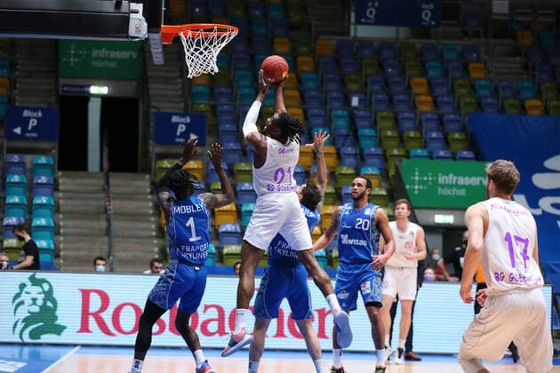 Basketball Bundesliga,Fraport Skyliners GB Goettingen,2021 01 10,GER, im Booker Deishuan, BG Goettingen, 1 , ,Eibner Pressefoto Uli Scherbaum Fraport Skyliners GB Goettingen Frankfurt Copyright: xEibner-Pressefoto UlrichxScherbaumx EP_usm