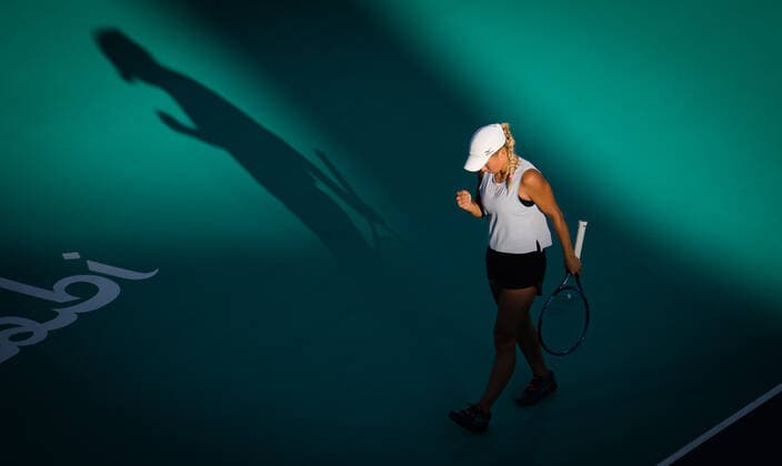 January 10, 2021, Abu Dhabi, UNITED ARAB EMIRATES: Yulia Putintseva of Kazakhstan in action during her third round match at the 2021 Abu Dhabi WTA, Tennis Damen Womens Tennis Open WTA 500 tournament against Sofia Kenin of the United States Abu Dhabi UNITED ARAB EMIRATES - ZUMAa181 20210110_zaa_a181_121 Copyright: xRobxPrangex