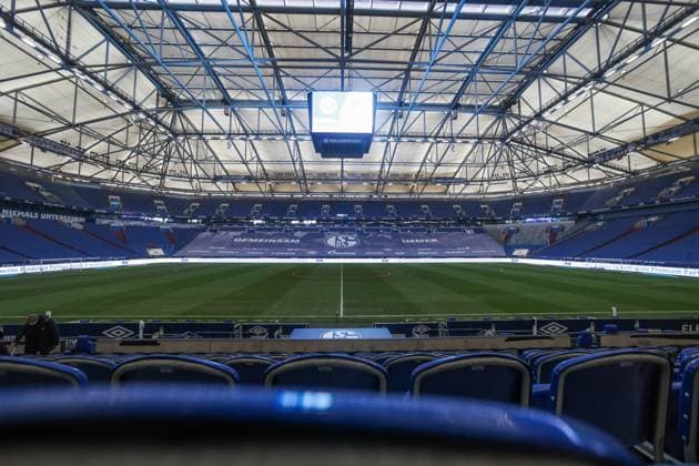 FC Schalke 04 TSG 1899 Hoffenheim 09 01 2021, Football, Season 2020 2021,1 Bundesliga, Matchday 16, FC Schalke 04 TSG 1899 Hoffenheim, Empty Veltins Arena Tim Rehbein RHR FOTO Pool DFL REGULATIONS PROHIBIT ANY USE OF PHOTOGRAPHS AS IMAGE SEQUENCES AND OR QUASI VIDEO Gelsenkirchen Veltins Arena NRW Germany Poolfoto Tim Rehbein RHR-FOTO Pool ,EDITORIAL USE ONLY
