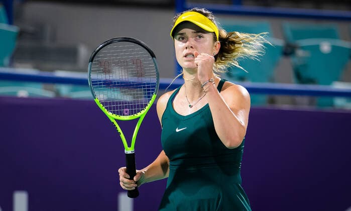 January 10, 2021, Abu Dhabi, UNITED ARAB EMIRATES: Elina Svitolina of the Ukraine in action during her third round match at the 2021 Abu Dhabi WTA, Tennis Damen Womens Tennis Open WTA 500 tournament against Ekaterina Alexandrova of Russia Abu Dhabi UNITED ARAB EMIRATES - ZUMAa181 20210110_zaa_a181_231 Copyright: xRobxPrangex