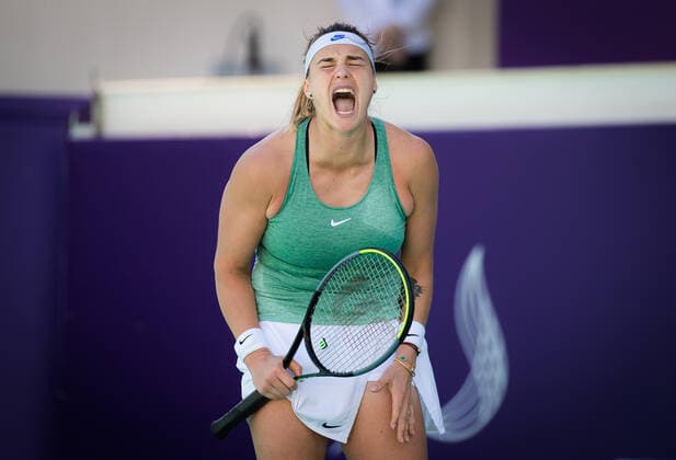Sport Bilder des Tages January 11, 2021, Abu Dhabi, UNITED ARAB EMIRATES: Aryna Sabalenka of Belarus in action during her quarter final match at the 2021 Abu Dhabi WTA, Tennis Damen Womens Tennis Open WTA 500 tournament against Elena Rybakina of Kazakhstan Abu Dhabi UNITED ARAB EMIRATES - ZUMAa181 20210111_zaa_a181_013 Copyright: xRobxPrangex