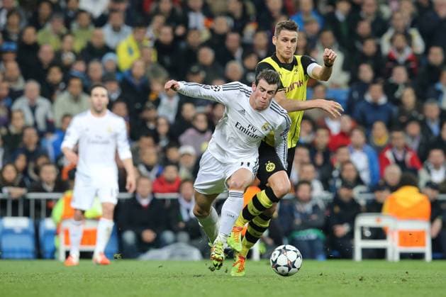 Madrid, Spain 02 April 2014 CL 13 14 Real Madrid vs Bor Dortmund v li in duel Gareth Bale Real Madrid and Sebastian Kehl Dortmund. Copyright: xFotostandx xHufnagelx