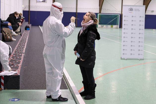 In the picture Corona Test at the Hamburg Tennis Future Tennis Future Hamburg ITF W25 Hamburg, Hamburg, Tennis Verband Hamburg, 11 01 2021,
