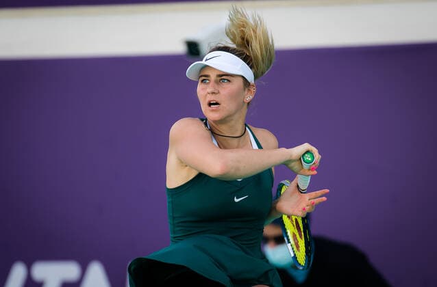 January 12, 2021, Abu Dhabi, UNITED ARAB EMIRATES: Marta Kostyuk of Ukraine in action during her semifinal match at the 2021 Abu Dhabi WTA, Tennis Damen Womens Tennis Open WTA 500 tournament against Veronika Kudermetova of Russia Abu Dhabi UNITED ARAB EMIRATES - ZUMAa181 20210112_zaa_a181_040 Copyright: xRobxPrangex