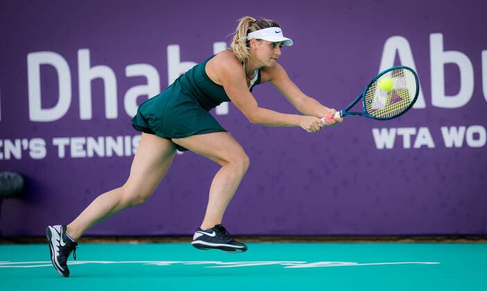 January 12, 2021, Abu Dhabi, UNITED ARAB EMIRATES: Marta Kostyuk of Ukraine in action during her semifinal match at the 2021 Abu Dhabi WTA, Tennis Damen Womens Tennis Open WTA 500 tournament against Veronika Kudermetova of Russia Abu Dhabi UNITED ARAB EMIRATES - ZUMAa181 20210112_zaa_a181_045 Copyright: xRobxPrangex