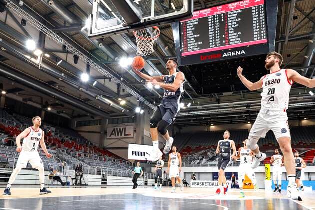 Dominic Lockhart Brose Bamberg, 03 Basketball Champions League 2020 21, group stage matchday 5, Brose Bamberg Retabet Bilbao 12 01 2021, Bamberg, Brose Arena e to MFM and byline Daniel Löb Copyright: DanielxLöb
