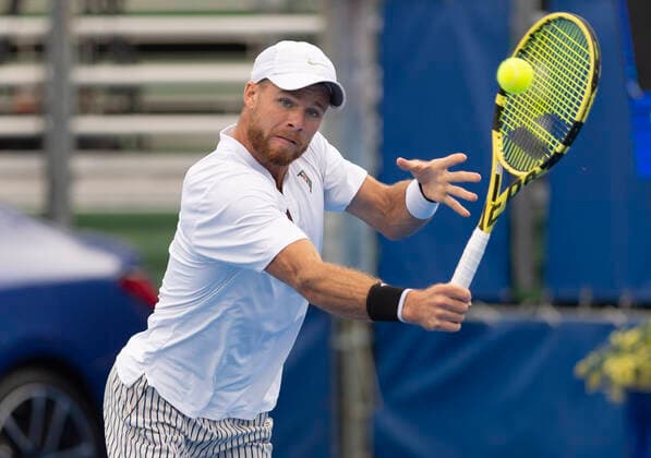 January 12, 2021, Delray Beach, Florida, United States: Delray Beach, FL - January 12, 2021: Christian Harrison(USA) in action here loses 67(4) 46 to Hubert Hurkacz(POL)during their Semi-Final match at the 2021 Delray Beach Open by Vitacost.com. Delray Beach USA - ZUMApa3_ 20210112_zap_pa3_021 Copyright: xAndrewxPatronx