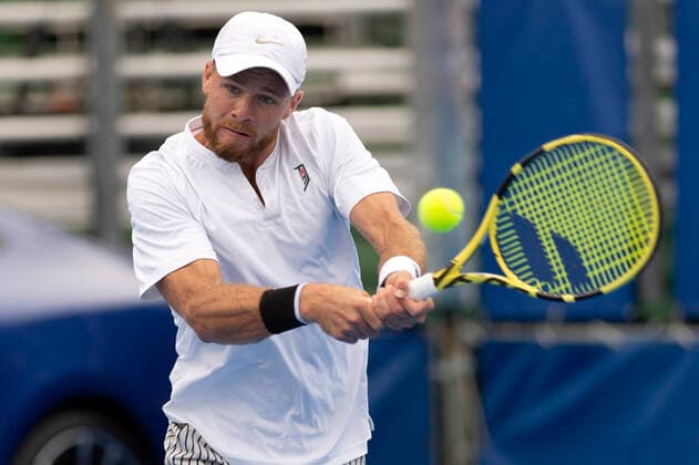January 12, 2021, Delray Beach, Florida, United States: Delray Beach, FL - January 12, 2021: Christian Harrison(USA) in action here loses 67(4) 46 to Hubert Hurkacz(POL)during their Semi-Final match at the 2021 Delray Beach Open by Vitacost.com. Delray Beach United States - ZUMApa3_ 0109790315st Copyright: xAndrewxPatronx