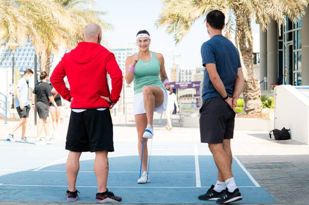 January 13, 2021, Abu Dhabi, UNITED ARAB EMIRATES: Aryna Sabalenka of Belarus before her final match at the 2021 Abu Dhabi WTA, Tennis Damen Womens Tennis Open WTA 500 tournament against Veronika Kudermetova of Russia Abu Dhabi UNITED ARAB EMIRATES - ZUMAa181 20210113_zaa_a181_008 Copyright: xRobxPrangex
