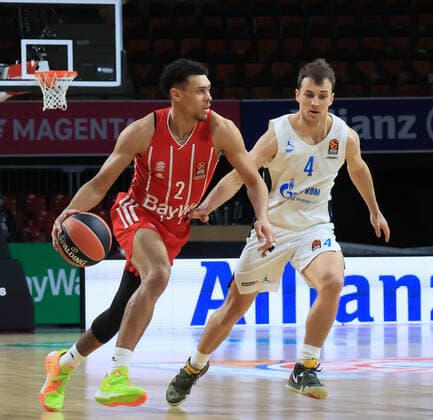 13 01 2021, EuroLeague,FCB Basketball vs Zenith St Petersburg, Audi Dome Muenchen, Sport, in picture Wade Baldwin FCB Basketball vs Kevin Pangos St Petersburg