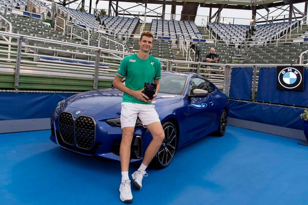 January 13, 2021, Delray Beach, Florida, United States: Hubert Hurkacz(POL) poses with the champions trophy after defeating Sebastian Korda(USA) 63 63 during the finals at the 2021 Delray Beach Open by Vitacost.com. Delray Beach United States - ZUMApa3_ 0109882012st Copyright: xAndrewxPatronx