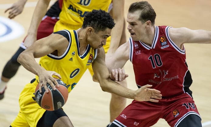 Basketball Euroleague, Alba Berlin AX Armani Exchange Milan, Main Round, 20 Matchday, Mercedes Benz Arena ALBAs Maodo Lo l fights for the ball against Michael Roll of Milan ALBA Berlin vs Armani Milan