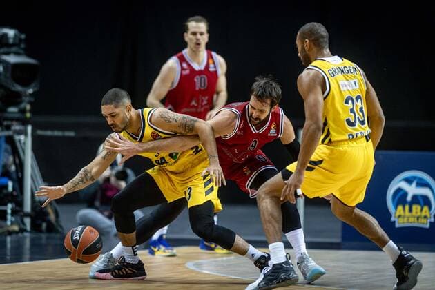 Basketball Berlin 14 01 2021 Season 2020 2021 Euroleague Regular Season Alba Berlin vs AX Armani Exchange Milan Peyton Siva Alba Berlin, No 03 Riccardo Moraschini Milan, No 09