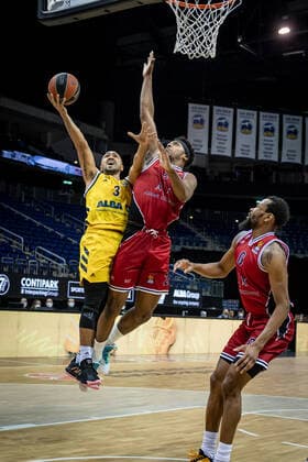 Basketball Berlin 14 01 2021 Season 2020 2021 Euroleague Regular Season Alba Berlin vs AX Armani Exchange Milan Peyton Siva Alba Berlin, No 03 Zach LeDay Milan, No 02