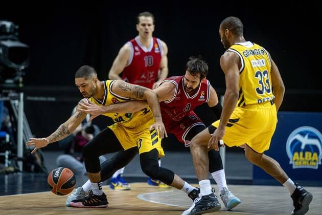 Basketball Berlin 14 01 2021 Season 2020 2021 Euroleague Regular Season Alba Berlin vs AX Armani Exchange Milan Peyton Siva Alba Berlin, No 03 Riccardo Moraschini Milan, No 09