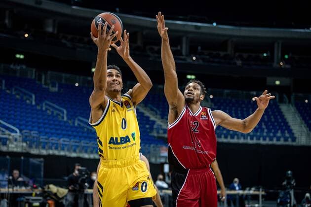 Basketball Berlin 14 01 2021 Season 2020 2021 Euroleague Regular Season Alba Berlin vs AX Armani Exchange Milan Maodo Lo Alba Berlin, No 00 Jeff Brooks Milan, No 32