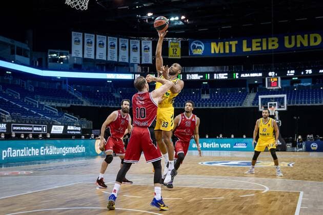 Basketball Berlin 14 01 2021 Season 2020 2021 Euroleague Regular Season Alba Berlin vs AX Armani Exchange Milan Jayson Granger Alba Berlin, No 33 Michael Roll Milan, No 10