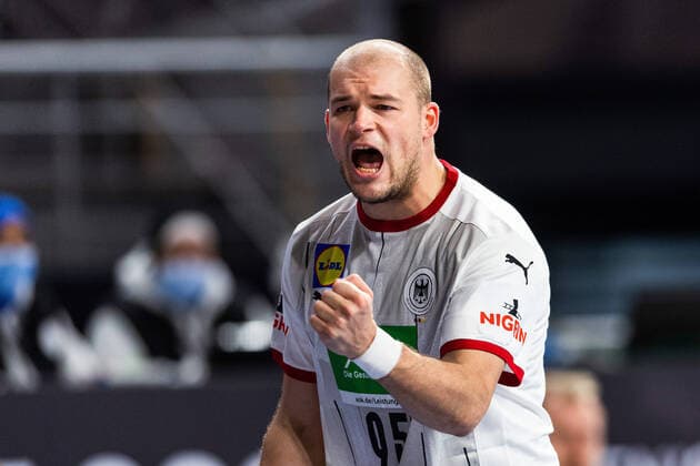 210115 Paul Drux of Germany celebrates during the 2021 IHF World Handball Championship match between Germany and Uruguay on January 15, 2021 in Giza Photo Mathias Bergeld BILDBYRAN COP 200 MB0087 handball handball handball germany germany uruguay bbeng vm handball vm handbolls vm ihf handball world championship world handball championship 2021 world championship 2021 cheer,  Copyright: MATHIASxBERGELD BB210115MB023