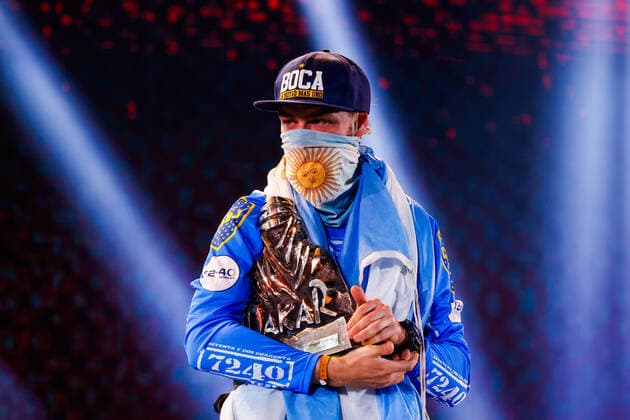 Andujar Manuel (arg), Yamaha, 7240 Team, Quad, portrait during the finishing podium ceremony at the King Abdullah International Stadium in Jeddah, in Saudi Arabia on January 15, 2021 AUTOMOBILE : DAKAR 2021 - Arabie saoudite - Podiums - 15 01 2021 DPPI Panoramic 
